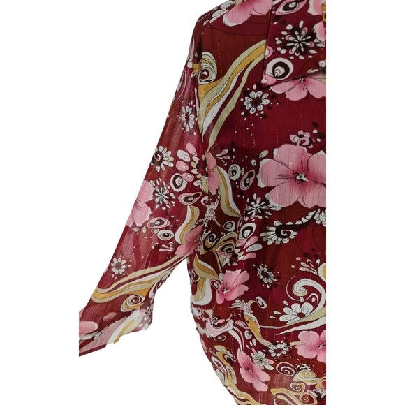 Maggie Barnes Women Sheer Button Up Tunic Top Plus Size 4X No Camisole 71P - Picture 2 of 6